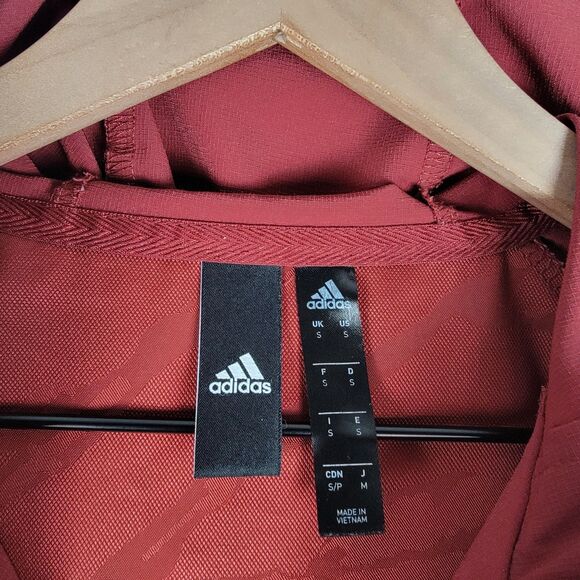 Adidas Mens Size S ID Woven Shell Hooded Anorak Jacket DH9050 Maroon Outdoor - Picture 4 of 8